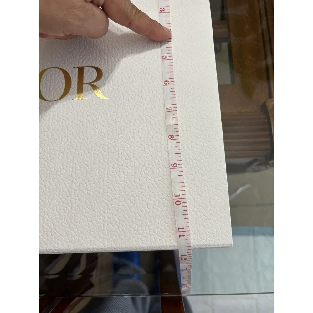 Authentic Dior Empty Gift Box w/ Original Tissue Paper White Gold Logo 12x11